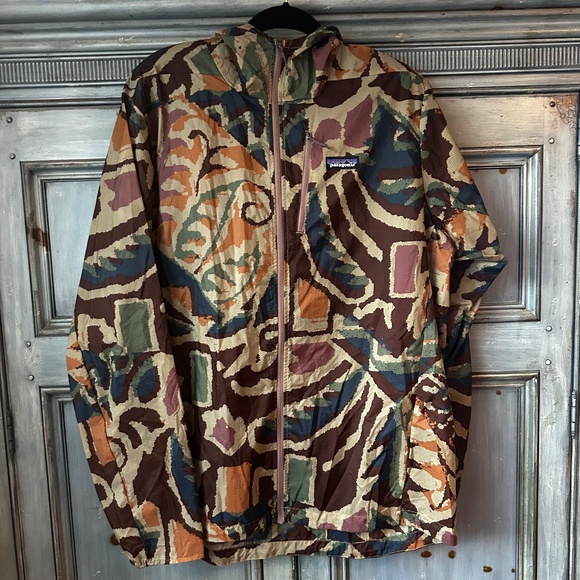 Patagonia Houdini Windbreaker Running Jacket XL Thriving Planet Cone Brown - Picture 1 of 10